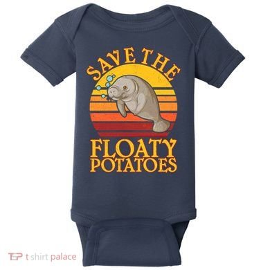 Save The Floaty Potatoes Manatee  Baby Bodysuit