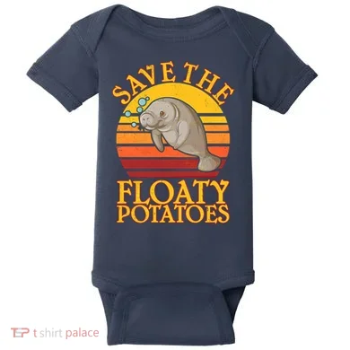 Save The Floaty Potatoes Manatee  Baby Bodysuit