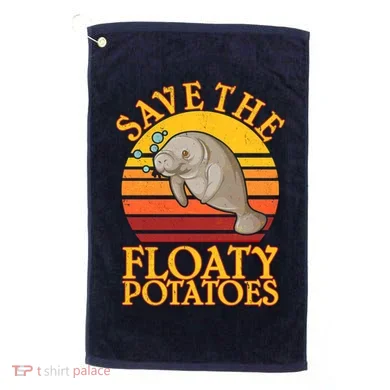 Save The Floaty Potatoes Manatee  Golf Towel