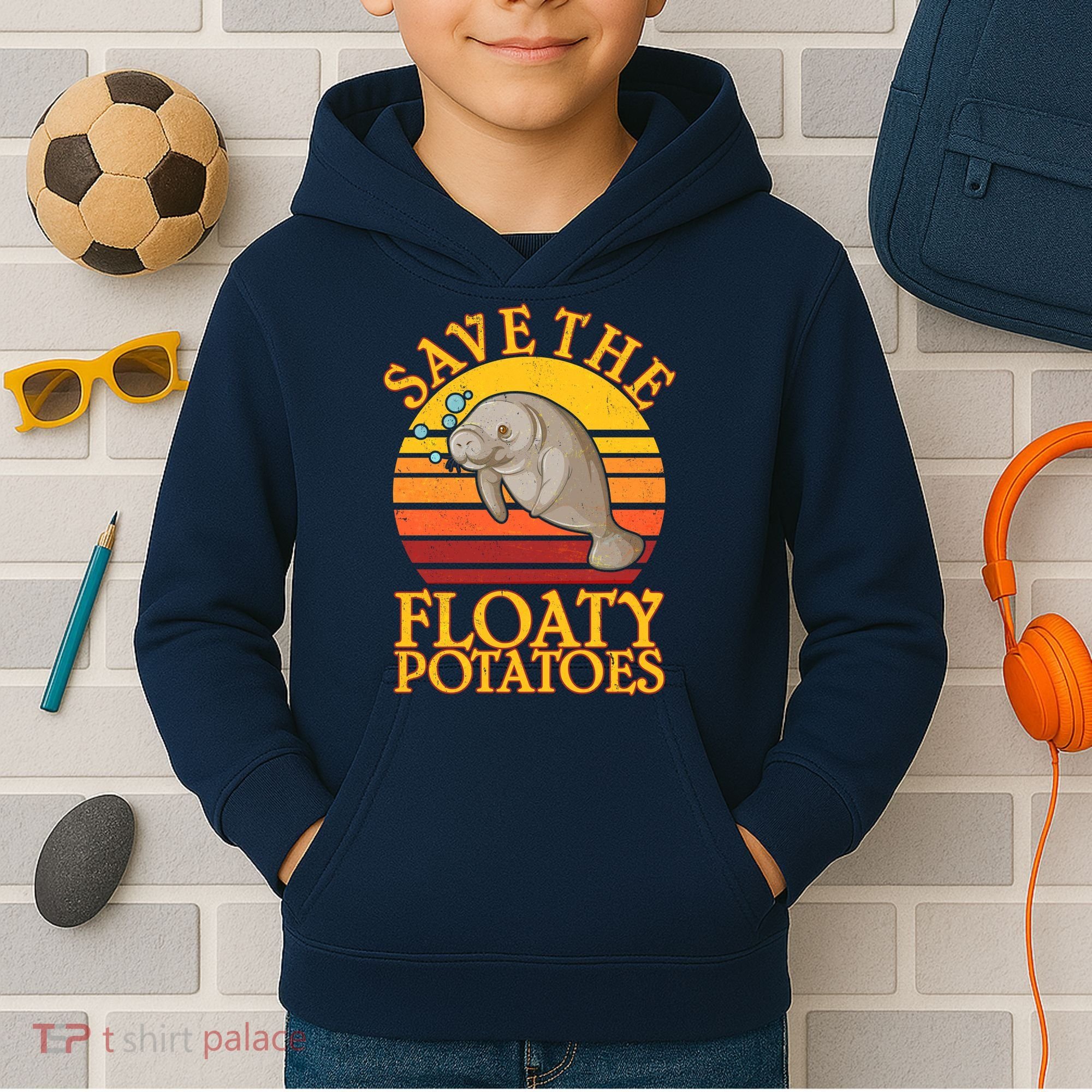 Save The Floaty Potatoes Manatee  Kids Hoodie