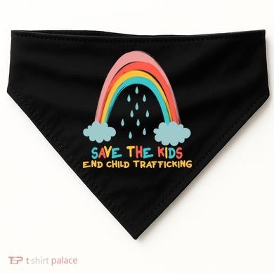 Save The Kids End Child Trafficking Rainbow USA-Made Doggie Bandana