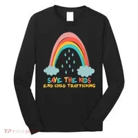 Save The Kids End Child Trafficking Rainbow Long Sleeve Shirt thumb 0