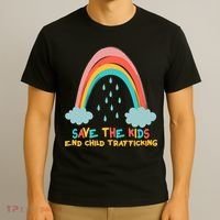 Save The Kids End Child Trafficking Rainbow T-Shirt thumb 3