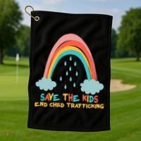 Save The Kids End Child Trafficking Rainbow Golf Towel thumb 1