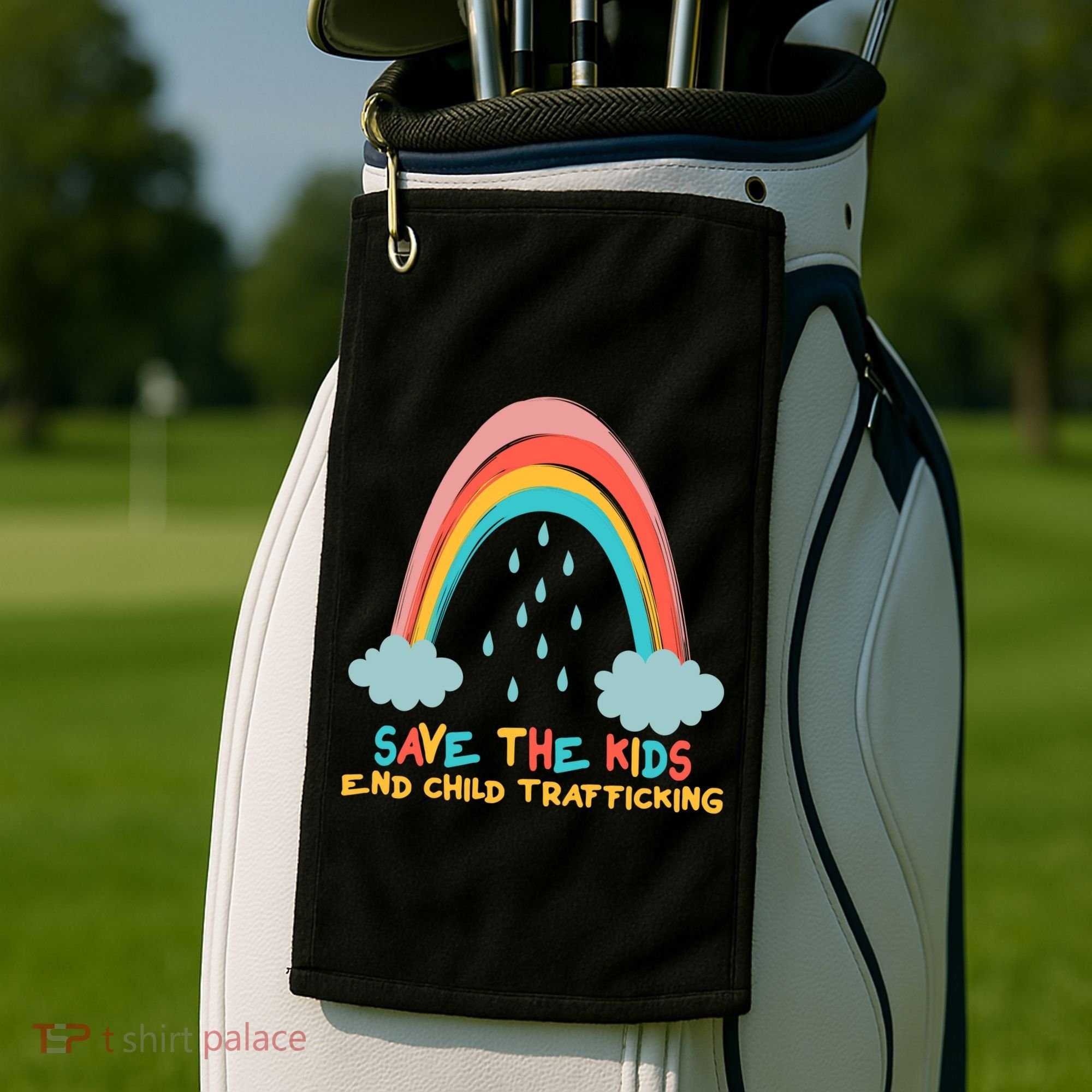 Save The Kids End Child Trafficking Rainbow Golf Towel