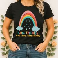 Save The Kids End Child Trafficking Rainbow Women's T-Shirt thumb 2