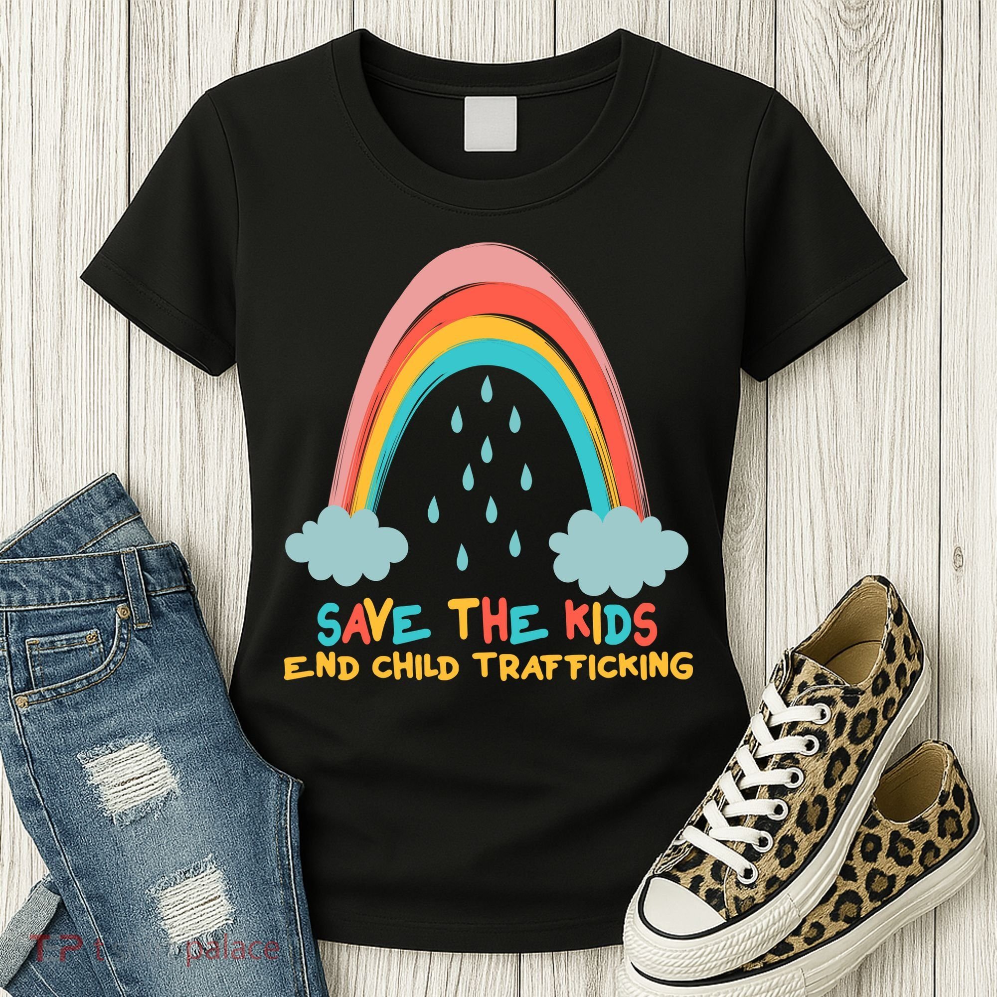 Save The Kids End Child Trafficking Rainbow Women's T-Shirt