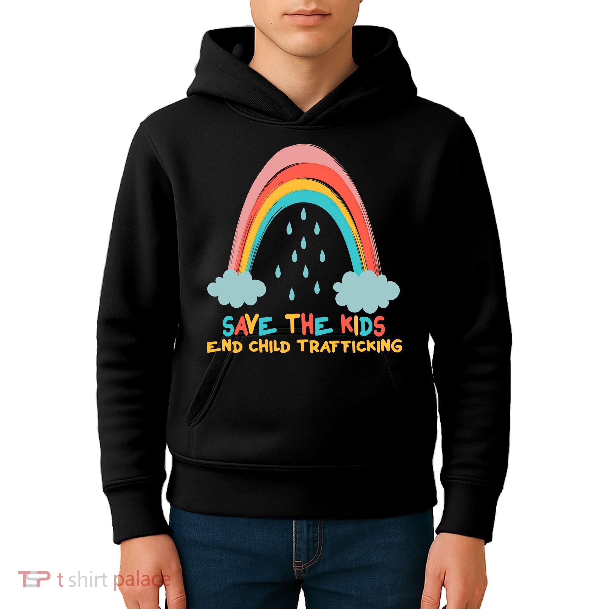 Save The Kids End Child Trafficking Rainbow Kids Hoodie