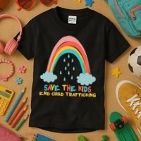 Save The Kids End Child Trafficking Rainbow Kids T-Shirt thumb 3