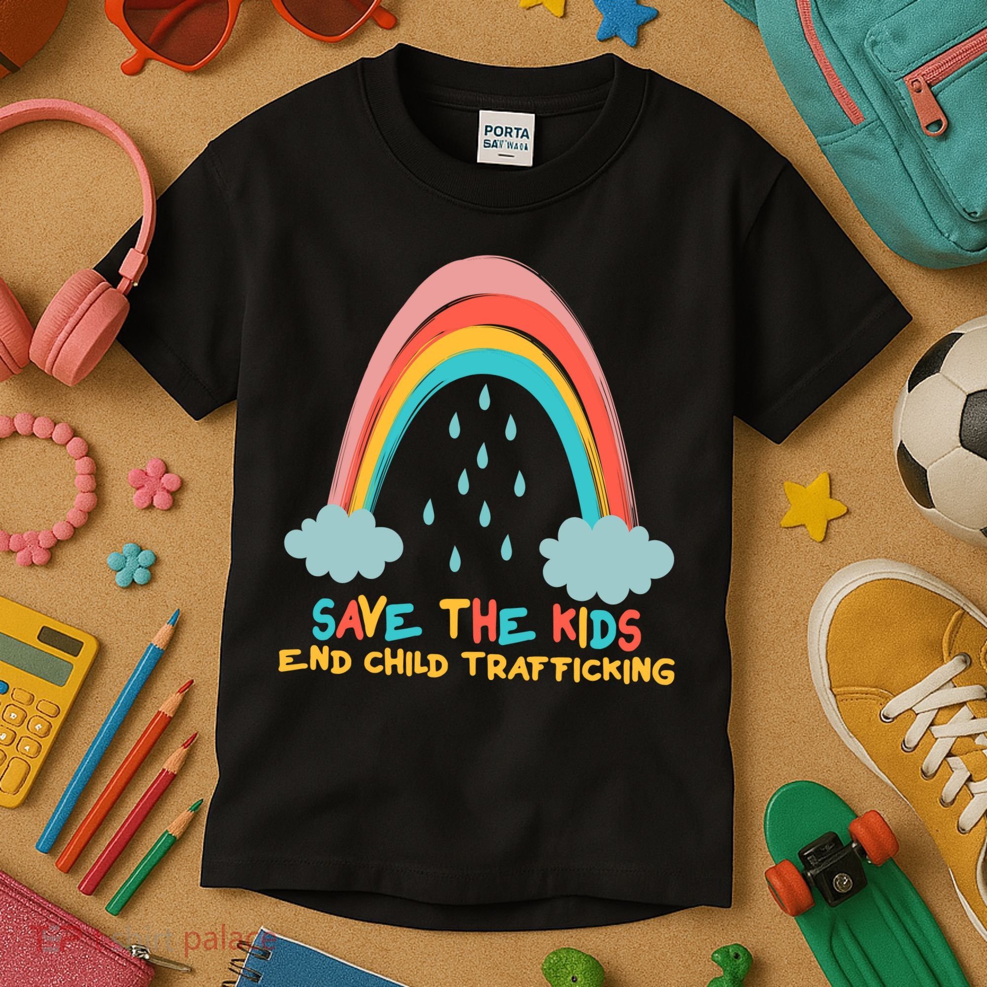 Save The Kids End Child Trafficking Rainbow Kids T-Shirt