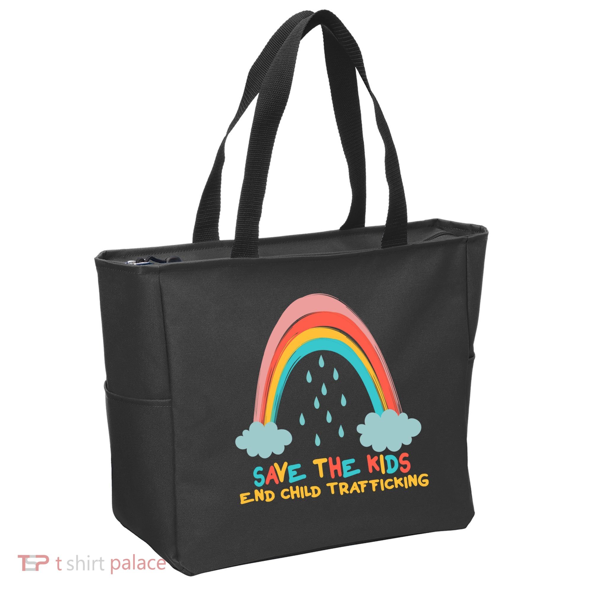 Save The Kids End Child Trafficking Rainbow Tote Bag