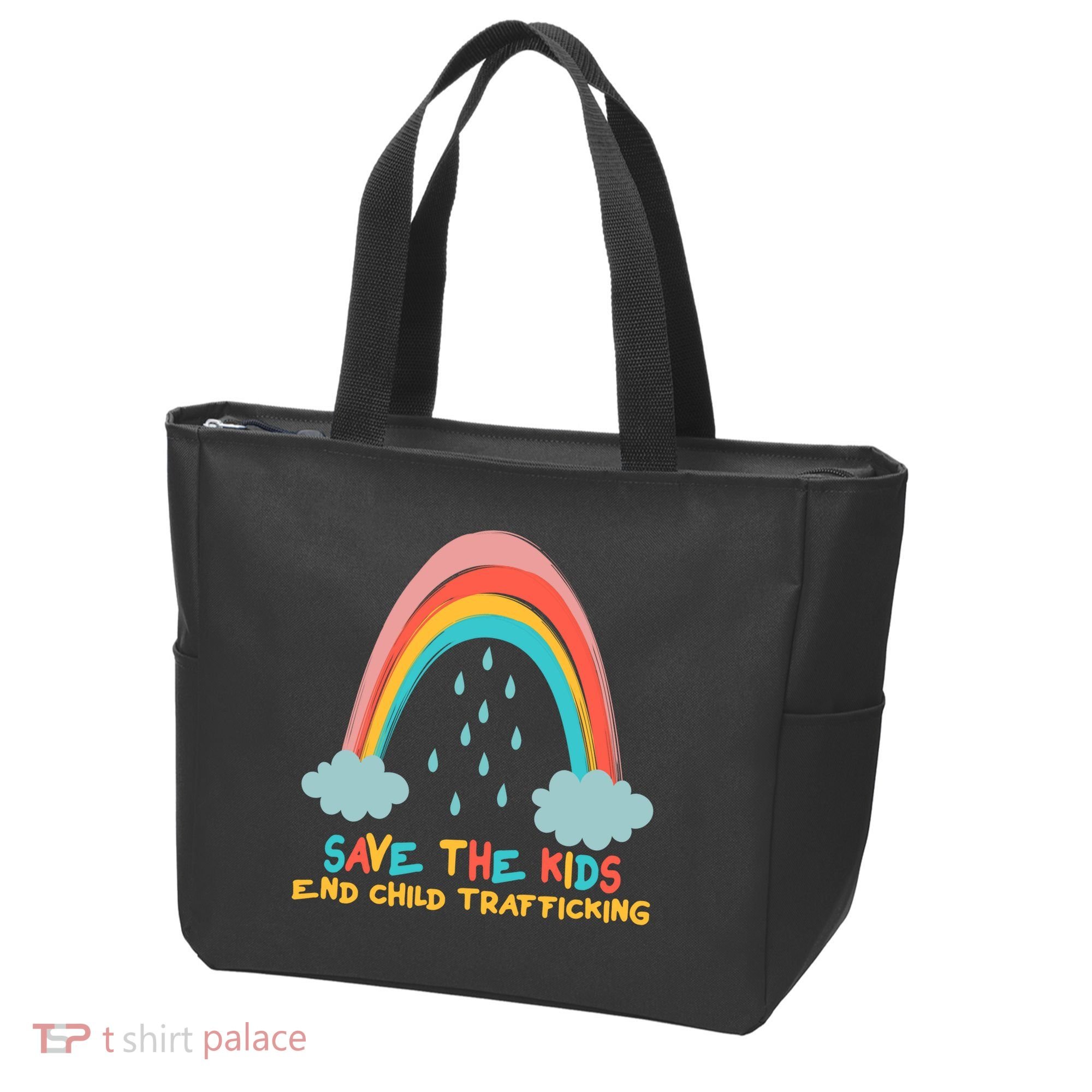 Save The Kids End Child Trafficking Rainbow Tote Bag