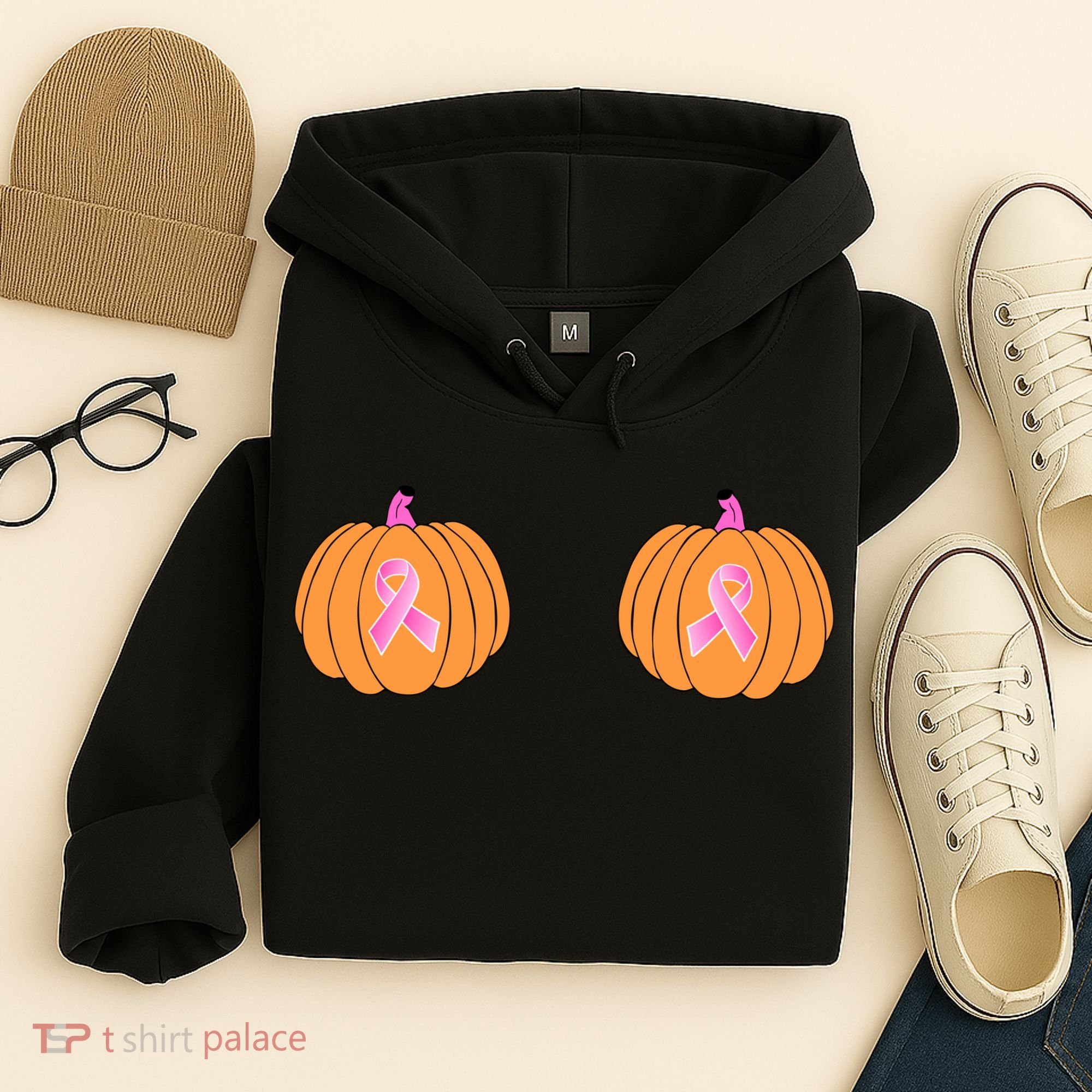 Save The Pumpkins Breast Cancer Ribbon Hoodie