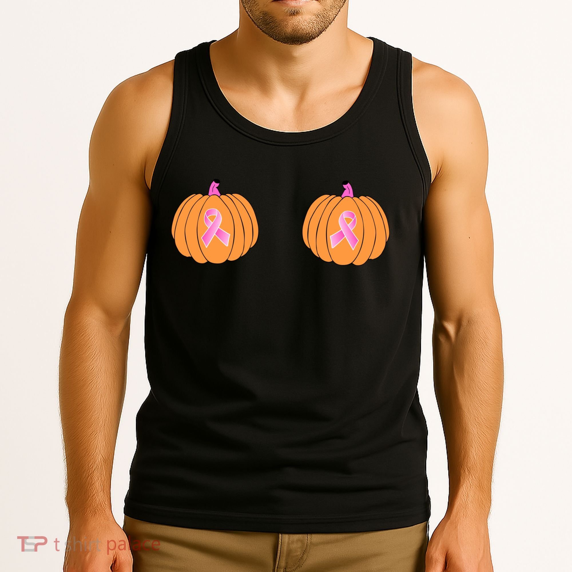 Save The Pumpkins Breast Cancer Ribbon Tank Top