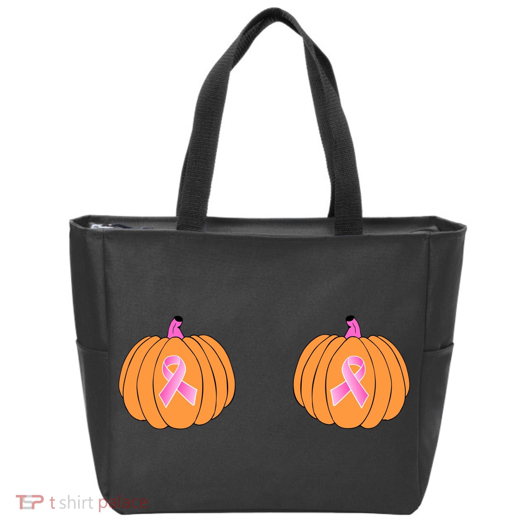 Save The Pumpkins Breast Cancer Ribbon Tote Bag
