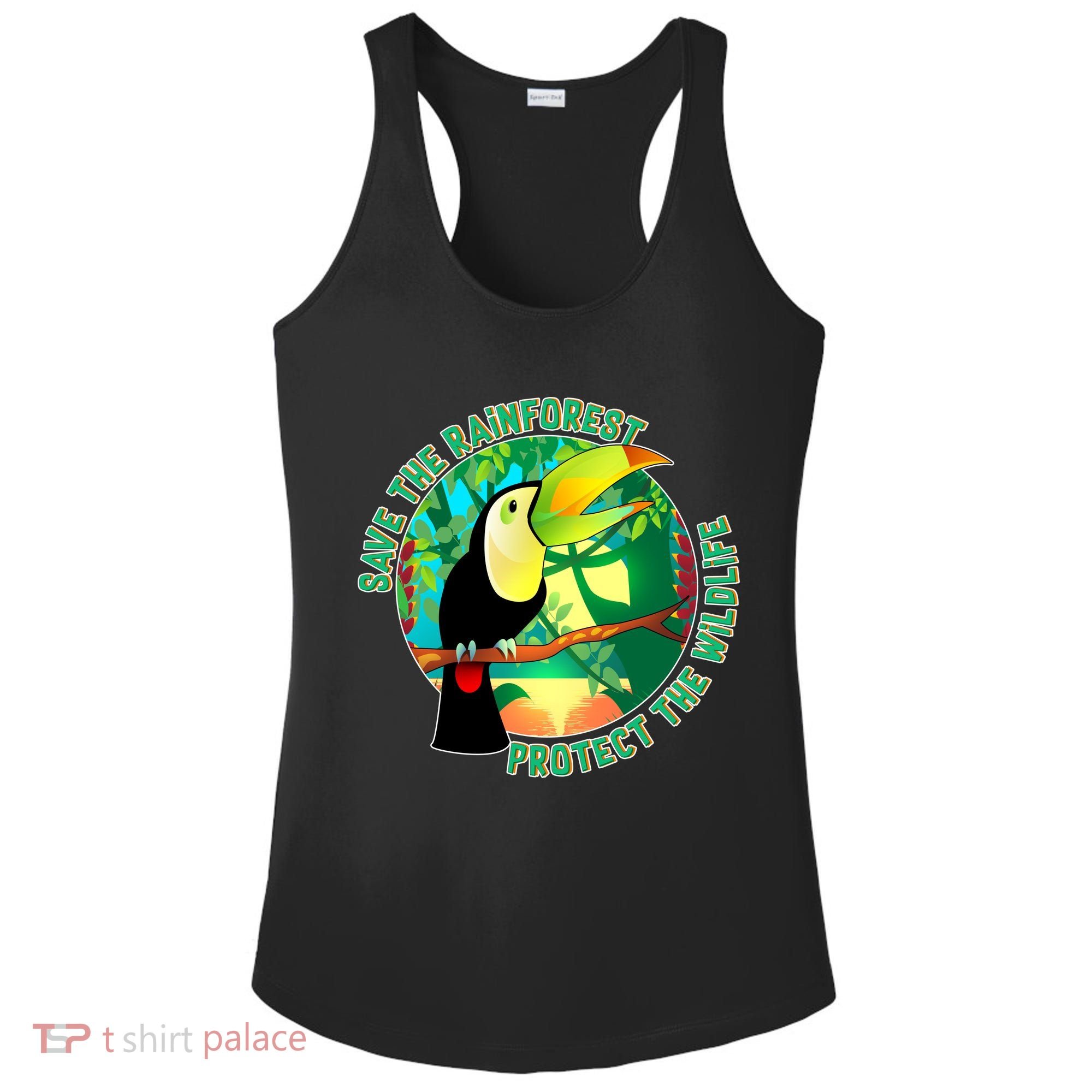 Save the Rainforest -  Protect the Wildlife Ladies PosiCharge Competitor Racerback Tank