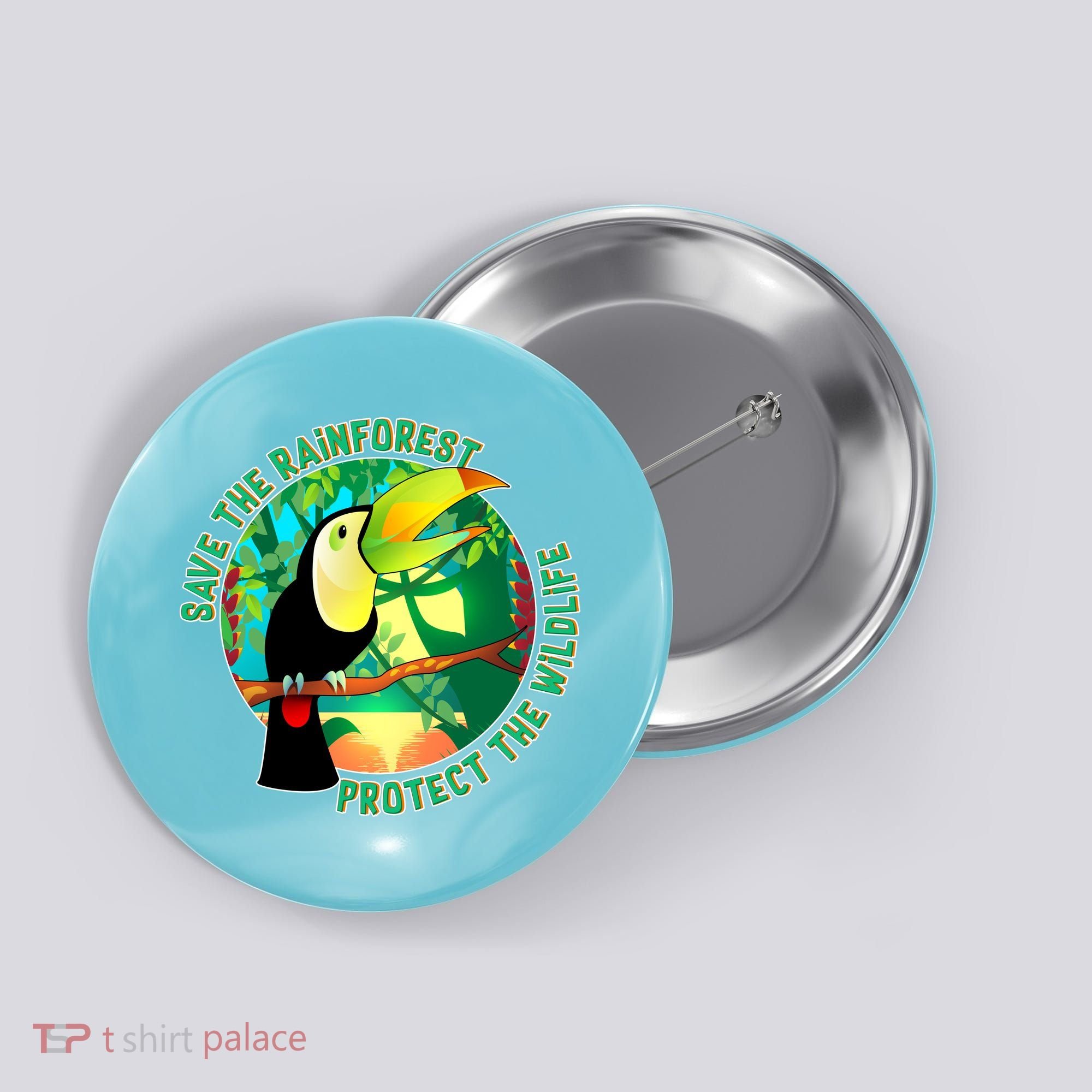 Save the Rainforest -  Protect the Wildlife Button