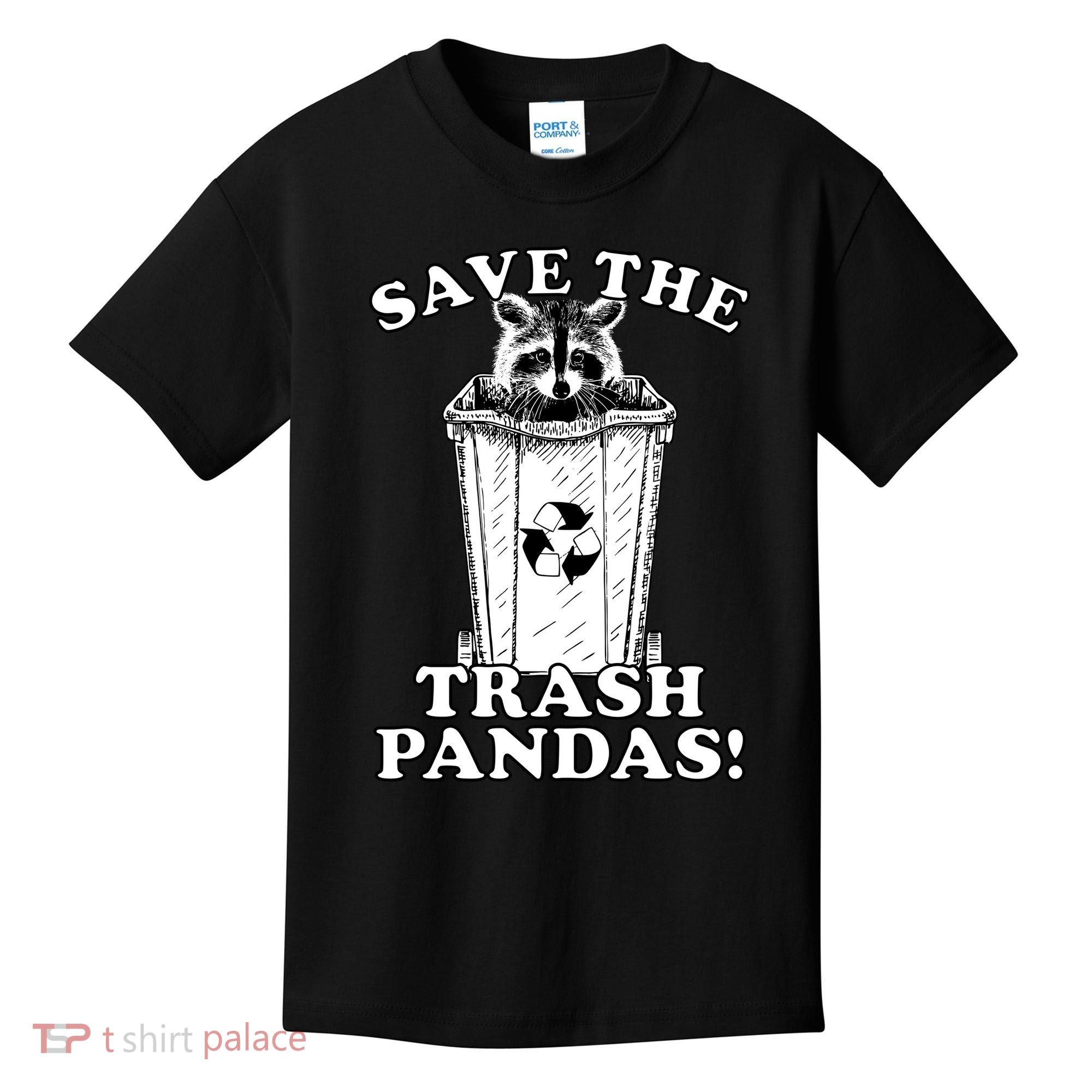 Save the Trash Pandas Funny Raccoon Kids T-Shirt