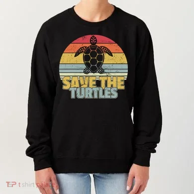 Save The Turtles Retro Style Women's Sweatshirt