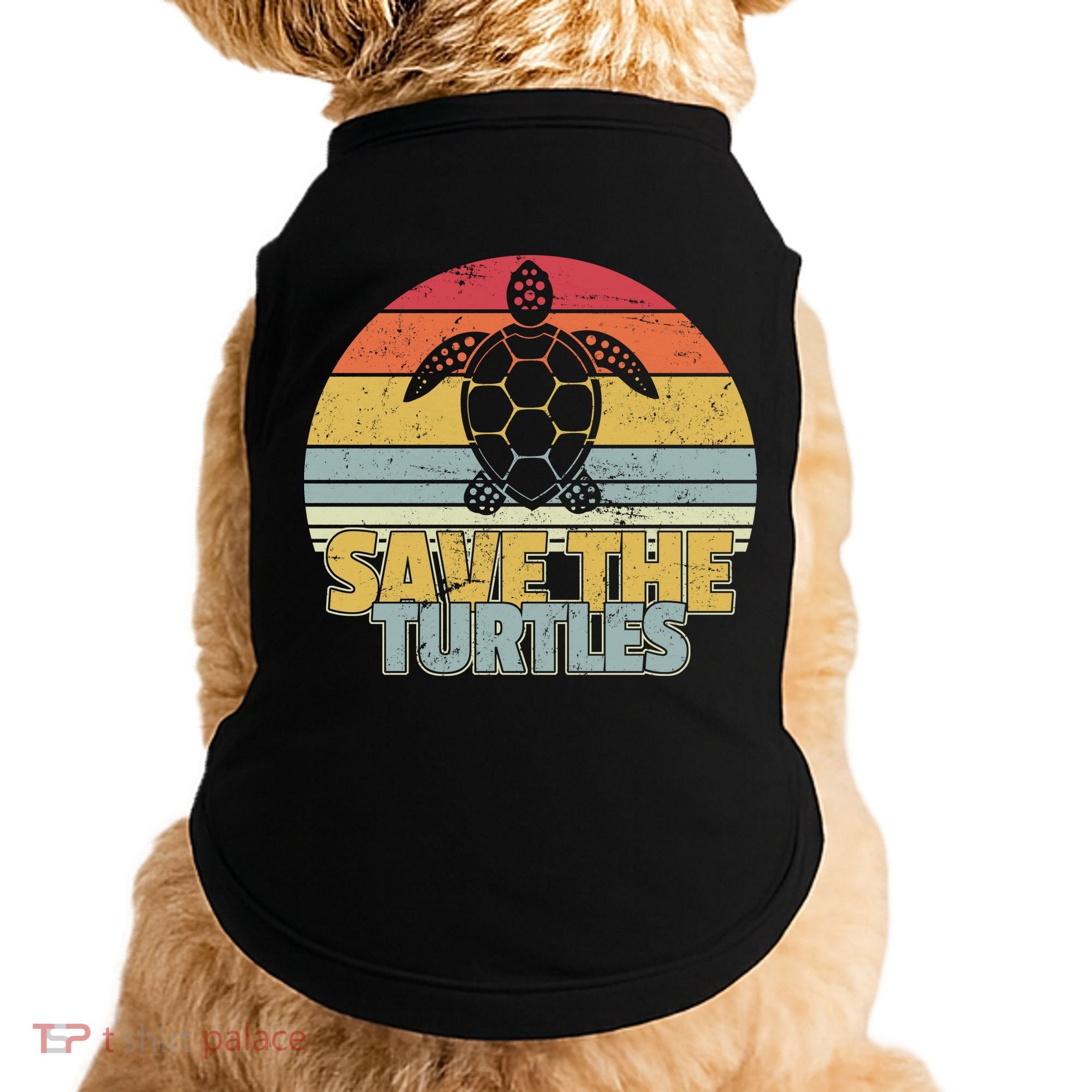 Save The Turtles Retro Style Doggie Tank