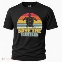 Save The Turtles Retro Style Cooling Performance Crew T-Shirt thumb 0