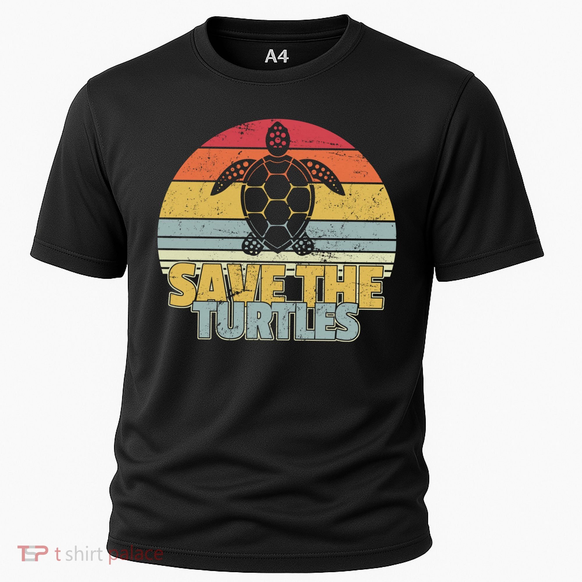 Save The Turtles Retro Style Cooling Performance Crew T-Shirt