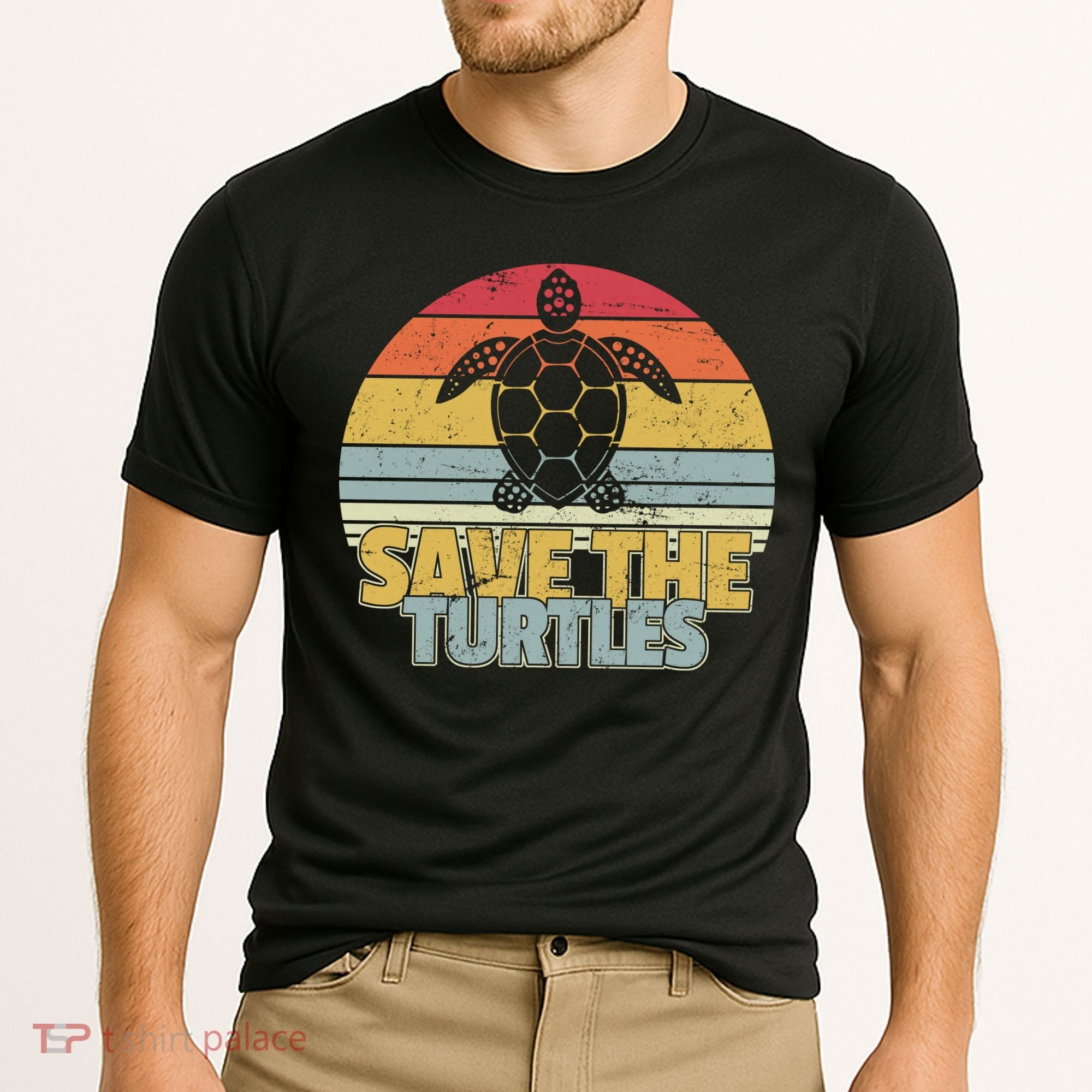 Save The Turtles Retro Style Cooling Performance Crew T-Shirt