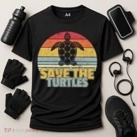 Save The Turtles Retro Style Cooling Performance Crew T-Shirt thumb 3