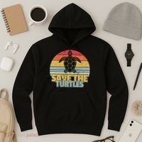 Save The Turtles Retro Style Hoodie thumb 3