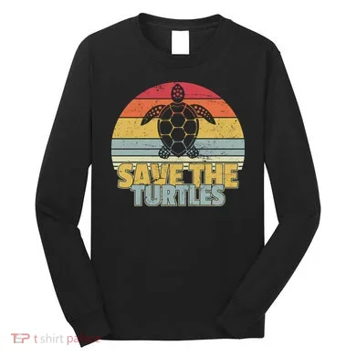 Save The Turtles Retro Style Long Sleeve Shirt