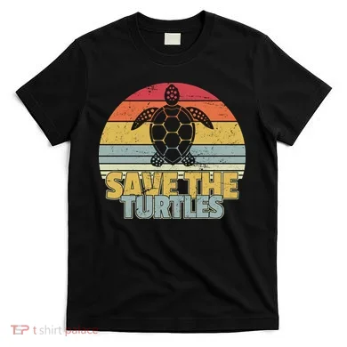 Save The Turtles Retro Style T-Shirt