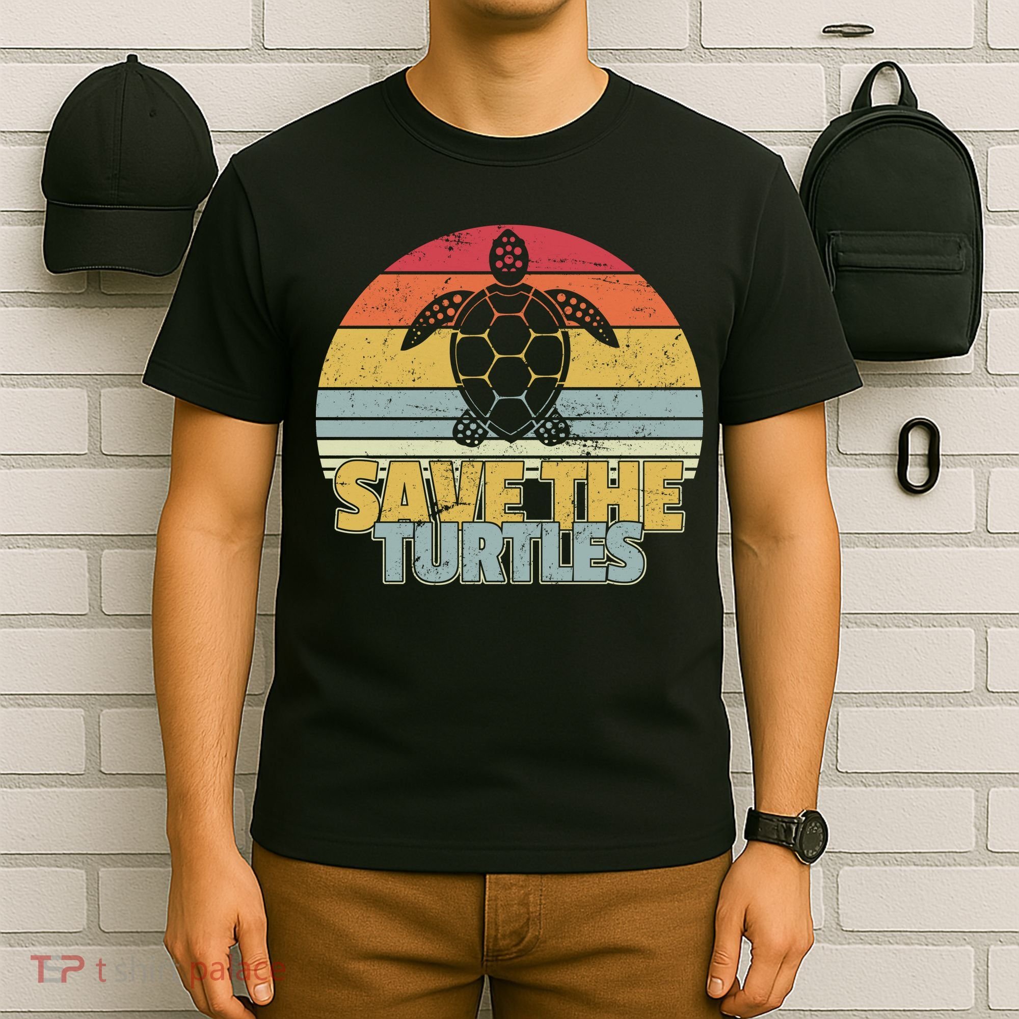Save The Turtles Retro Style T-Shirt