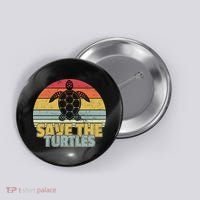 Save The Turtles Retro Style Button thumb 0