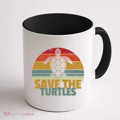 Save The Turtles Retro Style Coffee Mug back