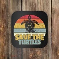 Save The Turtles Retro Style Coaster thumb 0