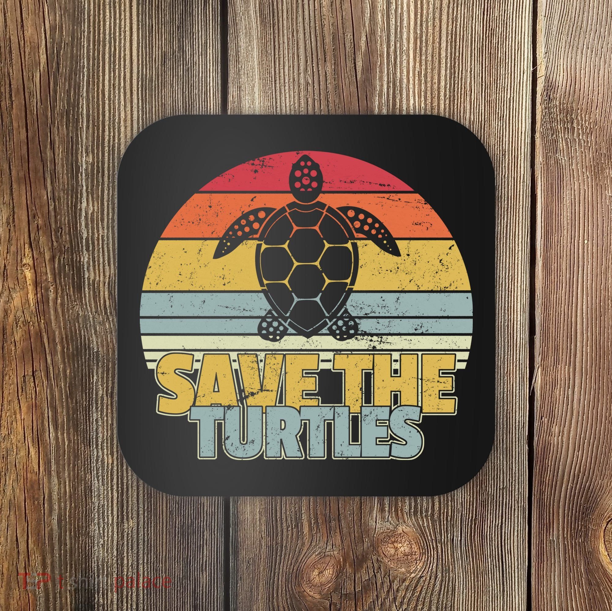 Save The Turtles Retro Style Coaster