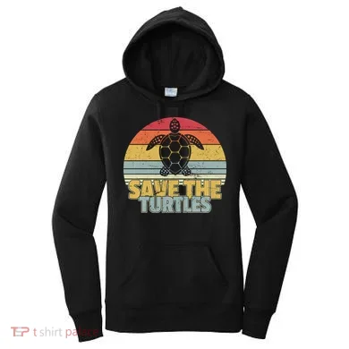 Save The Turtles Retro Style Women's Hoodie