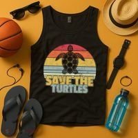 Save The Turtles Retro Style Tank Top thumb 4
