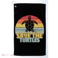 Save The Turtles Retro Style Golf Towel thumb 0