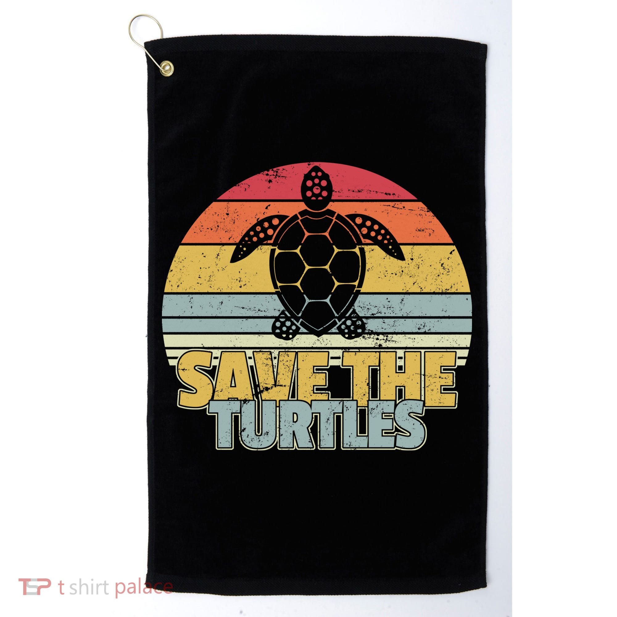 Save The Turtles Retro Style Golf Towel