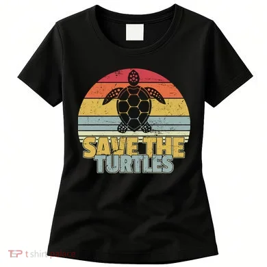 Save The Turtles Retro Style Women's T-Shirt