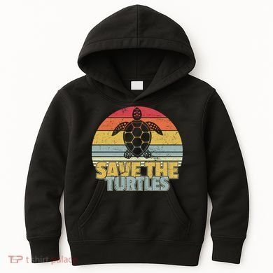 Save The Turtles Retro Style Kids Hoodie