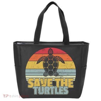 Save The Turtles Retro Style Tote Bag