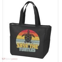 Save The Turtles Retro Style Tote Bag thumb 3