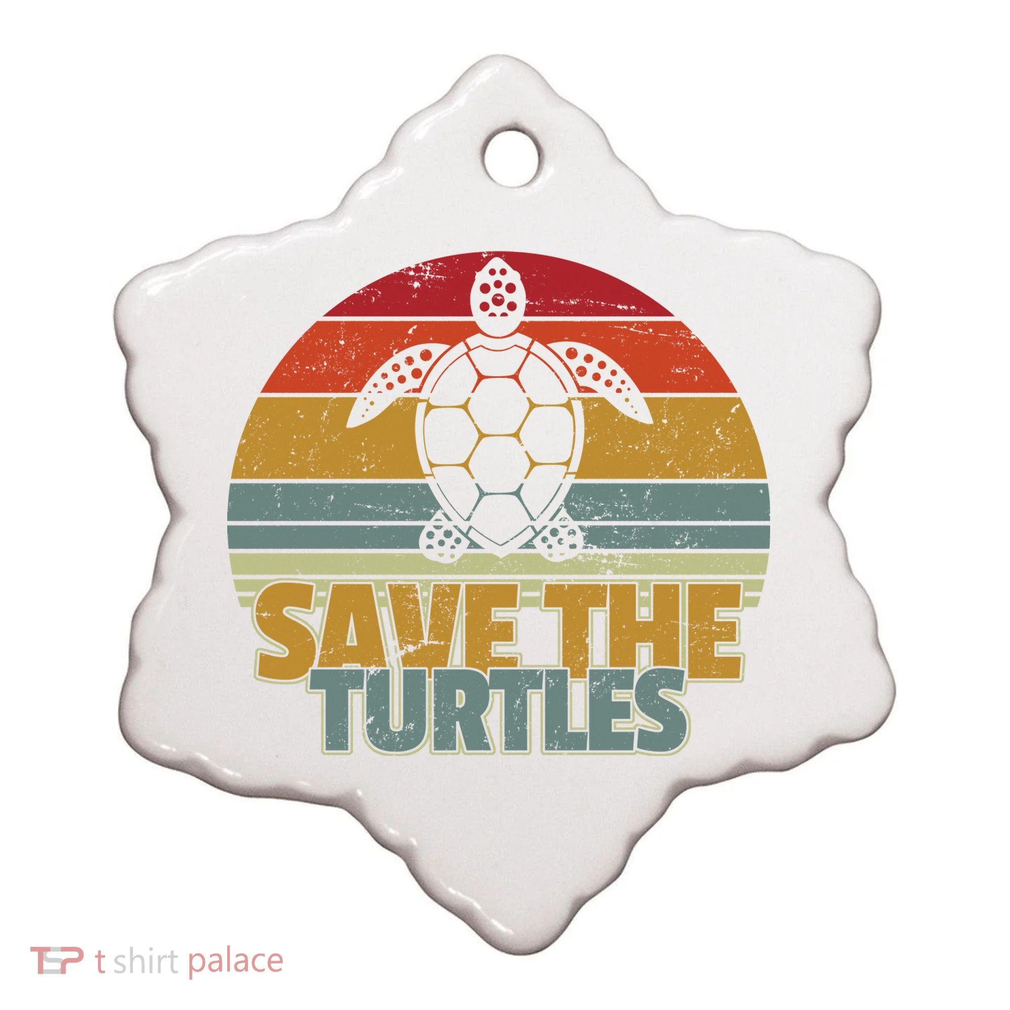 Save The Turtles Retro Style Ceramic Ornament