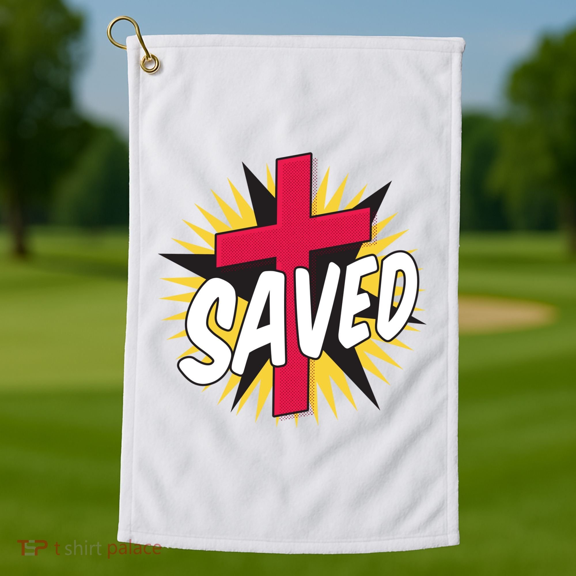 Saved Comic Cross Golf Towel