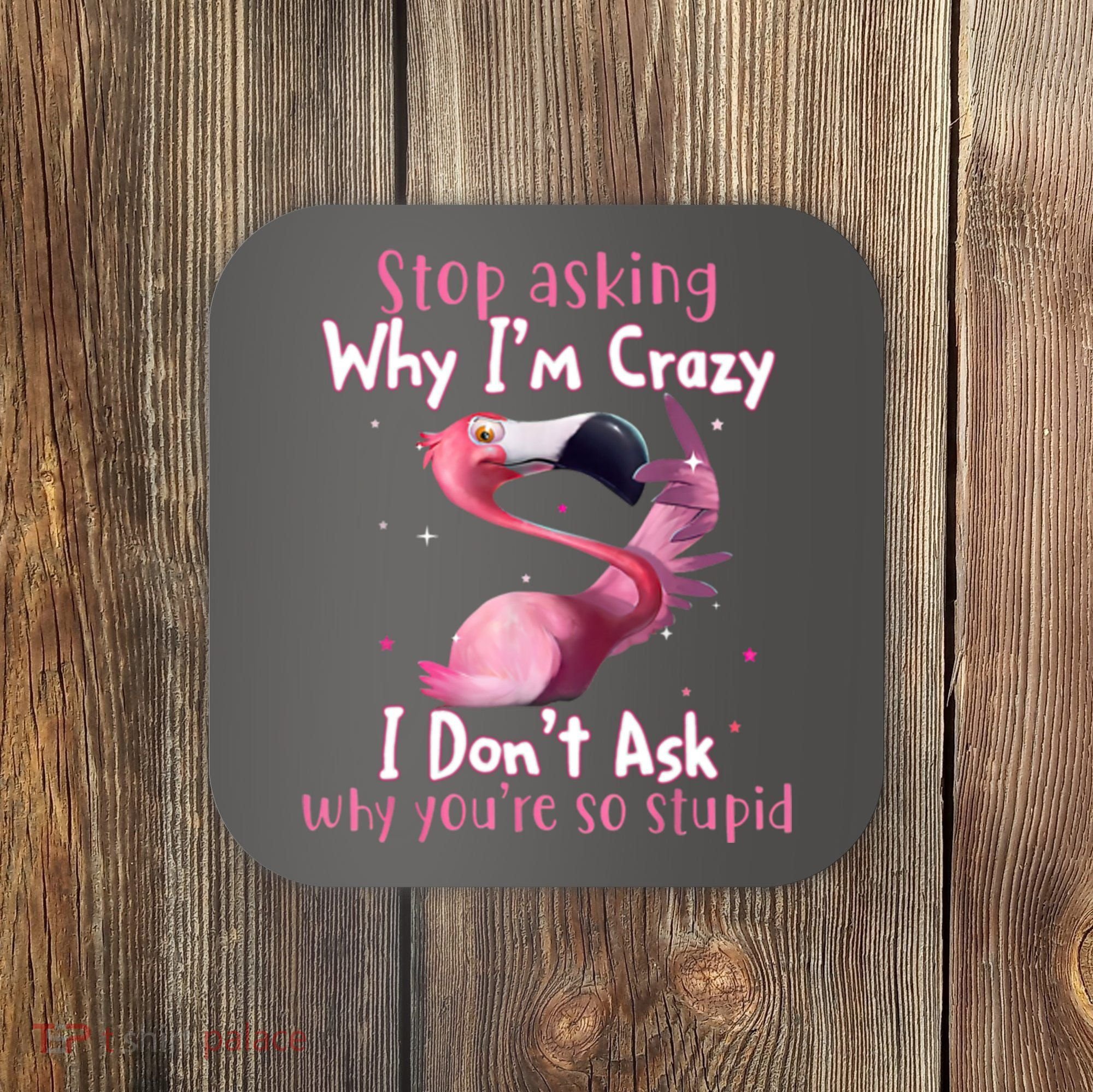 Stop Asking Why I'm Crazy I Don't Ask Why You're So Stupid Funny Coaster