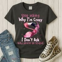 Stop Asking Why I'm Crazy I Don't Ask Why You're So Stupid Funny Women's T-Shirt thumb 3