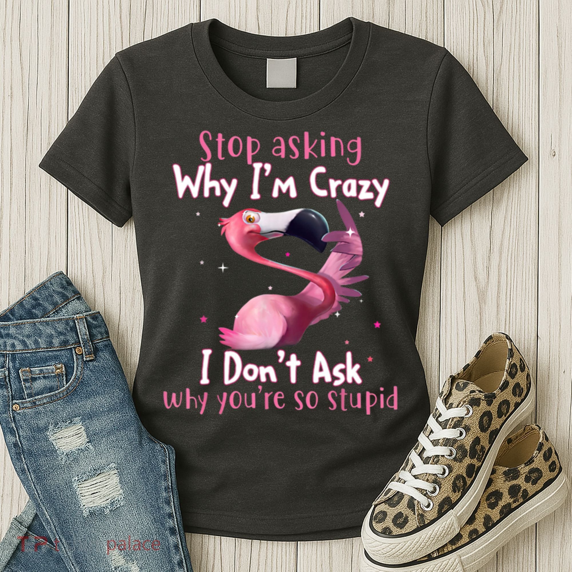 Stop Asking Why I'm Crazy I Don't Ask Why You're So Stupid Funny Women's T-Shirt