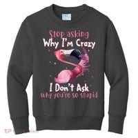 Stop Asking Why I'm Crazy I Don't Ask Why You're So Stupid Funny Kids Sweatshirt thumb 0